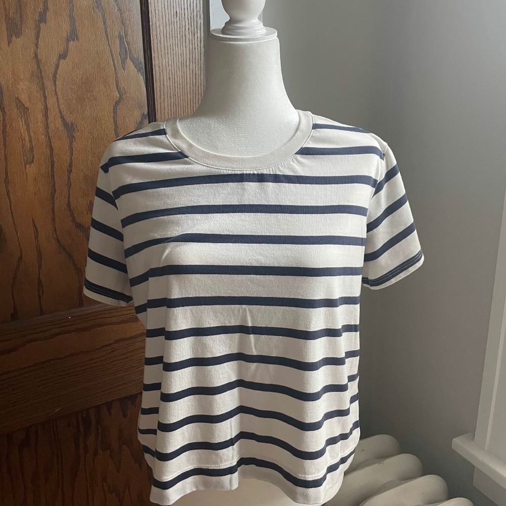 Navy Blue and White Stripe T-Shirt
